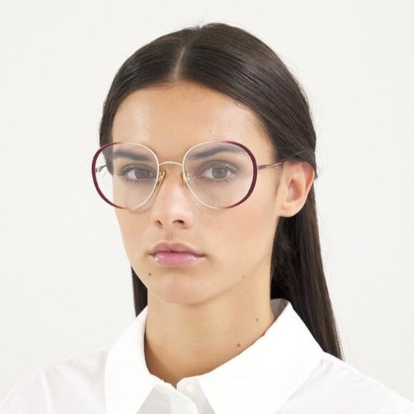 NEW CHLOE EYEGLASSES BURGUNDY ROUND WOMEN EYEWEAR CHLOE CH0018O 001 - Picture 2 of 3